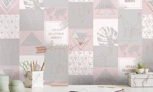 Tapet Adventure Pink Grey