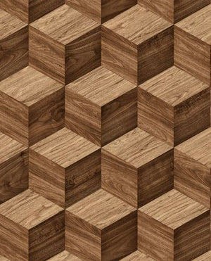 tapet m. 3D efekt i farven mørke brun