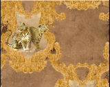 Leopard tapet m. guld bund