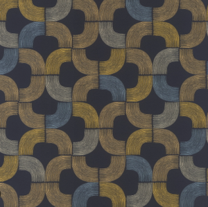 Tapet m. halvcirkler i forskellige farver giver unikt mønster