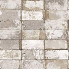 Flise tapet M/ grå/hvid/guld