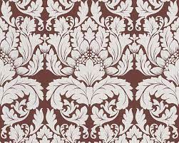 Tapet i damask design i rød og grå