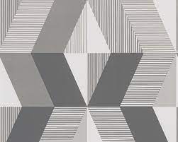 tapet i geometriske stil m. farverne grå og hvid