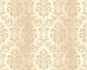 Stiltapet med damask design M/ creme og guld mønster